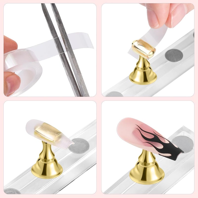 Etercycle Nail Stand Acrylic Nail Art Display Stand Practice Nail Holder for Painting Nails Magnetic Practice Stands with Double-sided Tape For DIY Salon Supplies (Gold) - Image 4